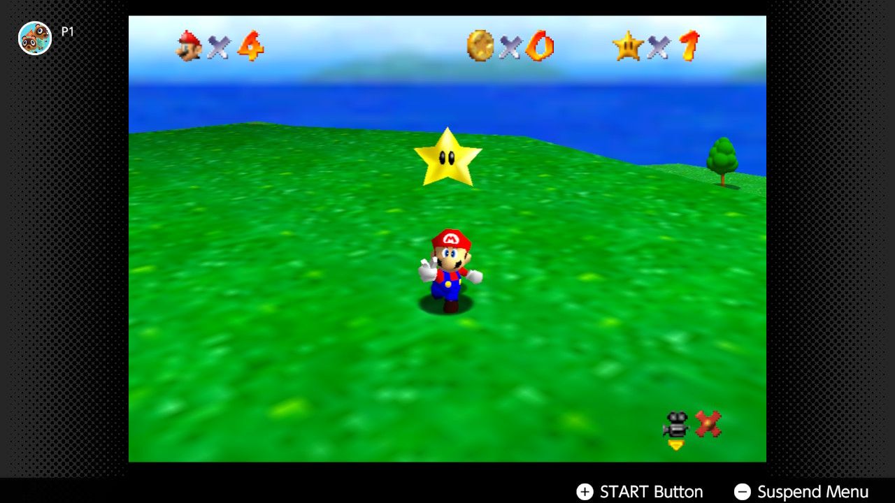 Super Mario 64 played on the Nintendo Switch.